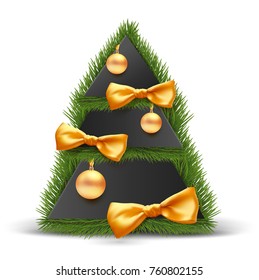 vector design template with coniferous tree branches and place for text. Isolated on white background