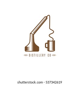 vector design template of copper whiskey still