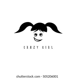 vector design template of crazy girl portrait 