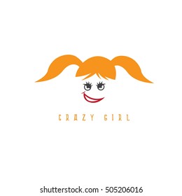 vector design template of crazy girl portrait 