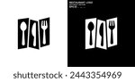 Vector design template of cutlery logo, equipment, spoon, fork, knife, plate, icon symbol EPS 10