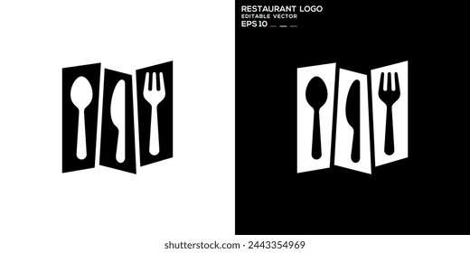 Vector design template of cutlery logo, equipment, spoon, fork, knife, plate, icon symbol EPS 10