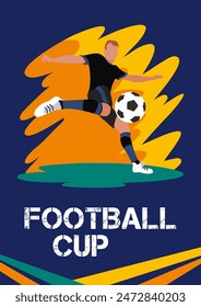 Vector design template dedicated to football cup for web and print: poster, flyer, leaflet, etc. A bright and dynamic banner with illustration elements for use in business and marketing.
