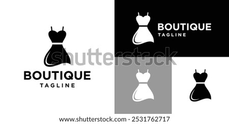 Vector design template of dress logo. Boutique, clothing, fashion, women. Icon symbol EPS 10.