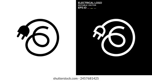 Vector diseño Plantilla de electricidad logo. Cables, aturdimiento, tensión. Símbolo EPS 10.
