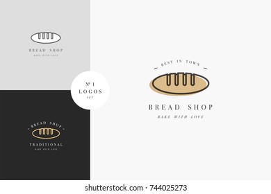 Vector design template and emblem - kitchen roll and coronet for bake shop. Bakery. Logo in trendy linear style