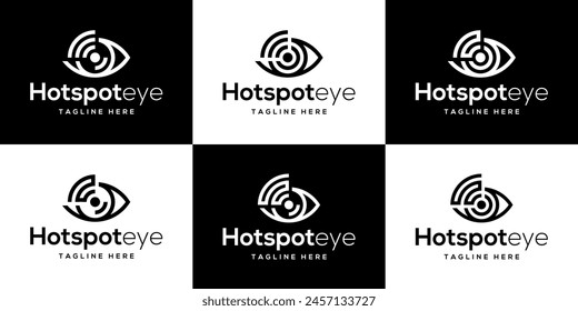 Plantilla de diseño de Vector del logotipo del ojo combinado con tecnología inalámbrica.
Tecnología, puntos calientes, vision Símbolos de icono EPS 10