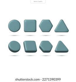 Plantilla de diseño de vectores con un conjunto abstracto de iconos y formas 3D aislados para el diseño de juegos de computadora.