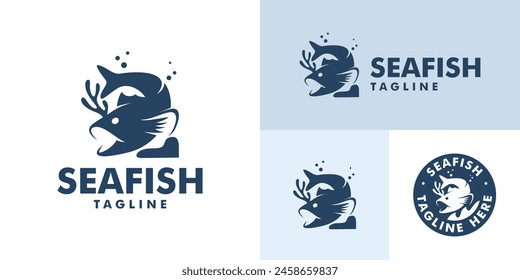 Vector design template of fish logo. Animals, oceans, swimming. EPS 10 symbol icon