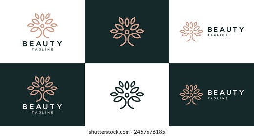 Vector design template of flower logo. Beauty, spa, care, salon, meditation, yoga. Symbol icon EPS 10.