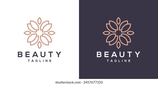 Vector design template of flower logo. Beauty, spa, care, salon, meditation, yoga. Symbol icon EPS 10.