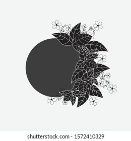 vector design template frame with flowers and black foliage

