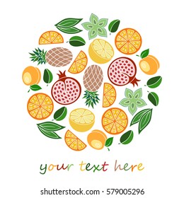 Vector design template with fruit.  Vector illustrations isolated on white.