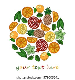 Vector design template with fruit.  Vector illustrations isolated on white.