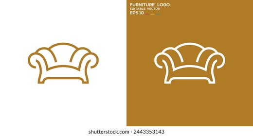 Plantilla de diseño vectorial de logotipo de muebles, sofá cama, interior del hogar, comodidad, símbolo de icono EPS 10