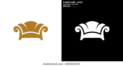 Vector design template of furniture logo, sofa bed, home interior, comfort, icon symbol EPS 10