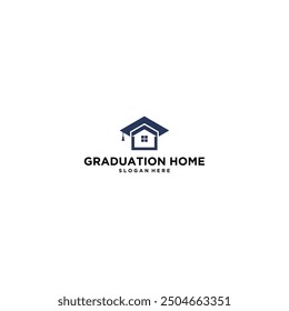 Vector design template of graduation hat and house logo