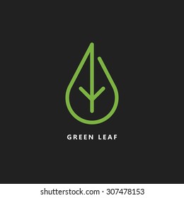 plantilla de diseño vectorial logotipo de hoja verde energía ecológica energía renovable energía alternativa energía ecológica