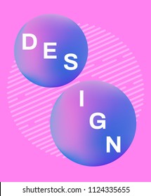 Vector design template and illustration in trendy bright gradient colors with abstract shapes, space for text - banner, cover and background