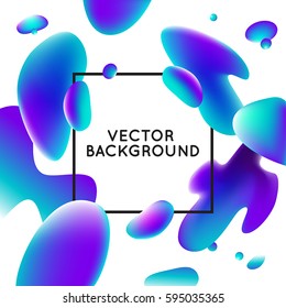 Vector design template and illustration in trendy bright gradient colors with abstract fluid shapes, paint splashes, ink drops  and copy space for text - banner and cover on white background