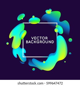 Vector design template and illustration in trendy bright gradient colors with abstract fluid shapes, paint splashes, ink drops  and copy space for text - banner, cover and background 