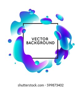 Vector design template and illustration in trendy bright gradient colors with abstract fluid shapes, paint splashes, ink drops  and copy space for text - banner and cover on white background