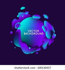 Vector design template and illustration in trendy bright gradient colors with abstract fluid shapes, paint splashes, ink drops  and copy space for text - banner, cover and background 