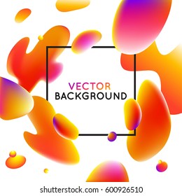 Plantilla e ilustración de diseño de Vector en colores degradados brillantes de moda con Formas fluidas abstractas, salpicaduras de pintura, gotas de tinta y espacio de copia para texto - Anuncio, cubierta y fondo 
