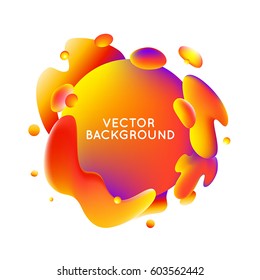 Vector design template and illustration in trendy bright gradient colors with abstract fluid shapes, paint splashes, ink drops  and copy space for text - banner, cover and background 