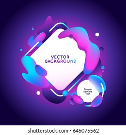 Vector design template and illustration in trendy bright gradient colors with abstract fluid shapes, paint splashes, ink drops and copy space for text - futuristic posters, banners and cover designs 