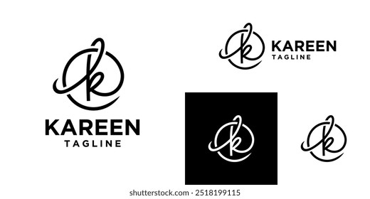 Vector design template of the initial K logo, feminine, elegant, simple. Icon symbol EPS 10.