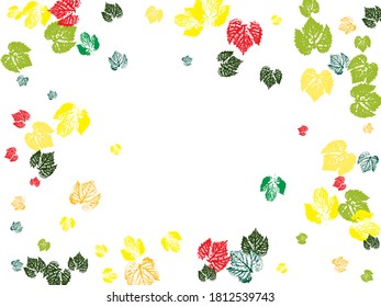 Vector design template ink splashes elements leaf print. Set of vector drawings with acrylic paints Vector illustration. Hi detailed texture of forest leaves