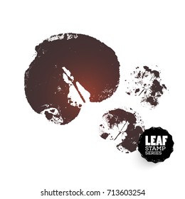 Vector design template. Ink splashes element from nature series. Leaf print. Hand made Ink stamp of a leaf. Seasons changing.