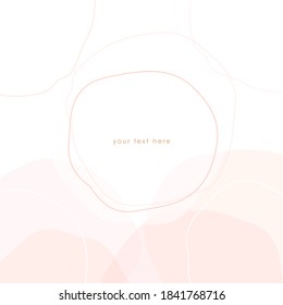 Plantilla de diseño de vectores para invitación, banner, tarjeta, portada, afiche. Color rosa pastel, melocotón, formas dibujadas a mano desnuda y líneas redondeadas sobre un fondo blanco.