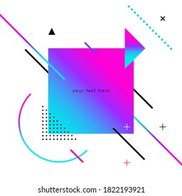 Vector design template for invitation, social media, banner, card, cover, poster. Colored geometric shapes on a white background.