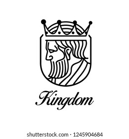 vector design template of king with crown line art logo icon luxury premium