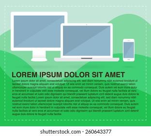 Vector design template with laptop and phone