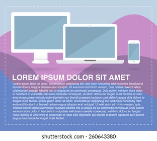 Vector design template with laptop and phone