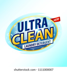 Vector Design template of Laundry Detergent. Detergent powder design, cleaner label. Toilet or bathroom tub cleaner concept for your design