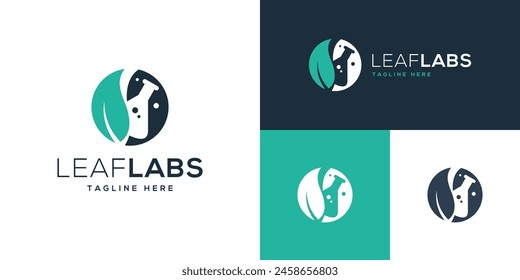 Vector design template of leaves combined with lab logo.
laboratory, scientist, natural, organic. EPS 10 symbol icon