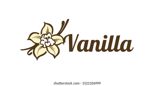 Vector design template logo and emblem vanilla. Food icon. Logos in linear style isolated on a white background. Illustration Vector. eps 10