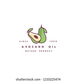 Vector design template logo and icon in linear style - avocado oil - healthy vegan food. Logo sign