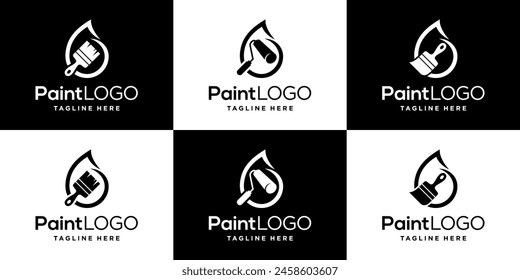 Vector design template of logo painting collection. Art, brush, repair. EPS 10 icon symbols