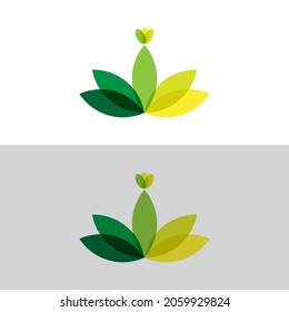 Vector design template of lotus icons on dark and white background in flat and outline style beauty, spa, yoga, medical companies. Lotus flower logo.