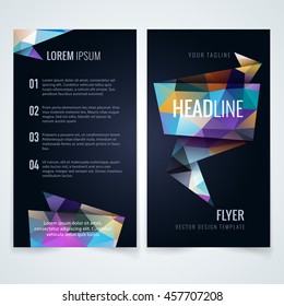 vector design template of marketing leaflet covering or advertising flyer with colorful triangle background way texture abstract performance modern empty fancy print flag mind thinking plan dream docu