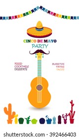 Vector design template for Mexican restaurant. Mexican food, Mexican party