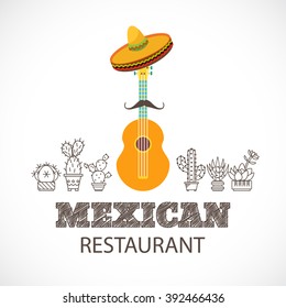 Vector design template for Mexican restaurant. Mexican food, Mexican party