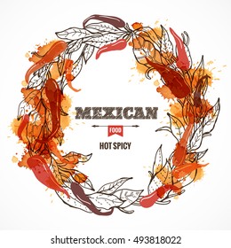 Vector design template for Mexican restaurant. Mexican food.Hot spices