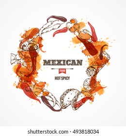 Vector design template for Mexican restaurant. Mexican food.Hot spices