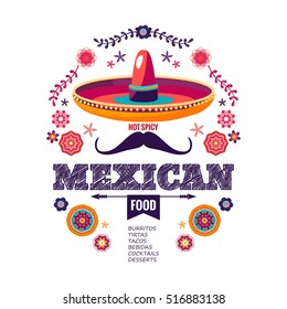 Vector design template for Mexican restaurant. Mexican food